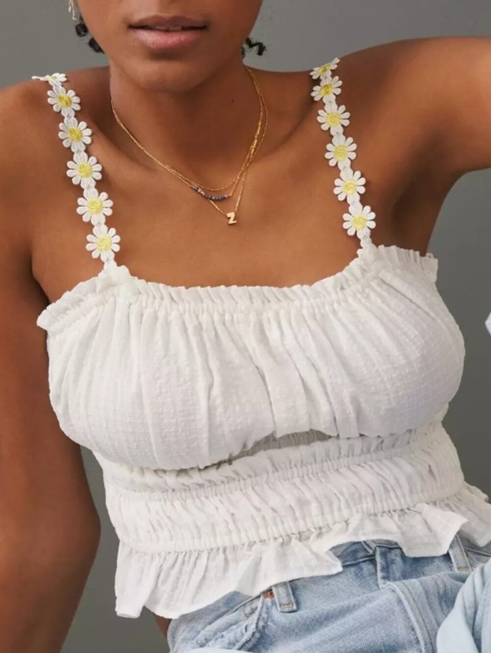 Maeve By Anthropologie NEW Strappy Daisie Crop Top White Medium
